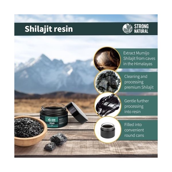 Shilajit Resin - 50 g de shilajit de lHimalayan - Source naturelle dacide fulvique, dacide humique et doligo-éléments