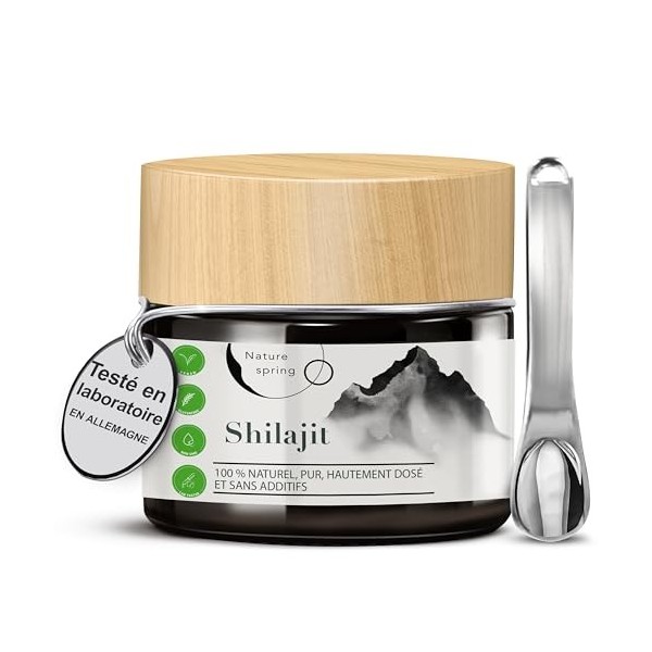 Shilajit Résine en Verre | Premium +2 Mois | Source Himalayenne Haute Puissance avec Acide Fulvique | Acide Humique et Oligo-