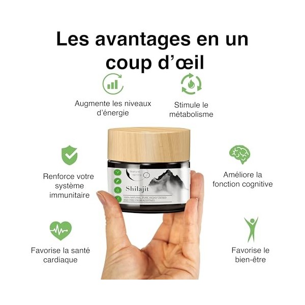 Shilajit Résine en Verre | Premium +2 Mois | Source Himalayenne Haute Puissance avec Acide Fulvique | Acide Humique et Oligo-