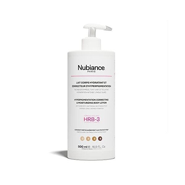 NUBIANCE - Lait Corps Unifiant & Hydratant HRB-3 - Pour Les Problèmes dHyperpigmentation dOrigines Diverses - Peau Moins Ru