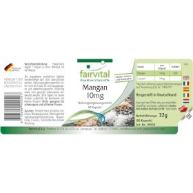 Fairvital | Manganèse 10mg - set pour 3 mois - Fortement dosé - VEGAN - 90 capsules - oligo-élément essentiel