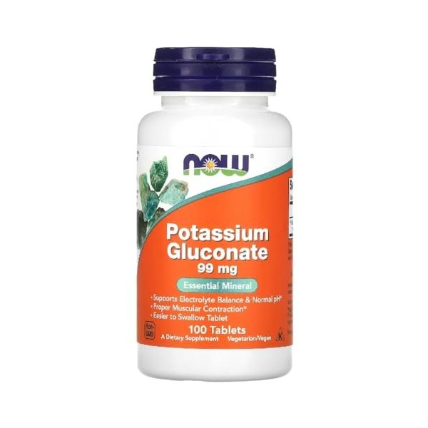 Now Foods - Potassium Gluconate | Gluconate de Potassium 99mg | Soutien pour léquilibre électrolytique et la fonction musc