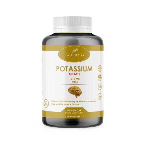 Potassium 240 gélules | Fortement dosé : 1015mg par dose journalière | Minéral essentiel à la fonction musculaire et au fonct