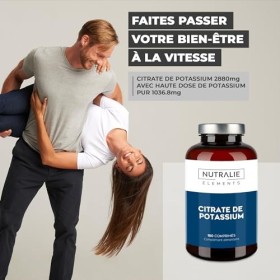 Potassium - Citrate de potassium - Haute dose - 2880mg - Elément Potassium pur +1000mg - Muscle - Citrate de Potassium - 180 