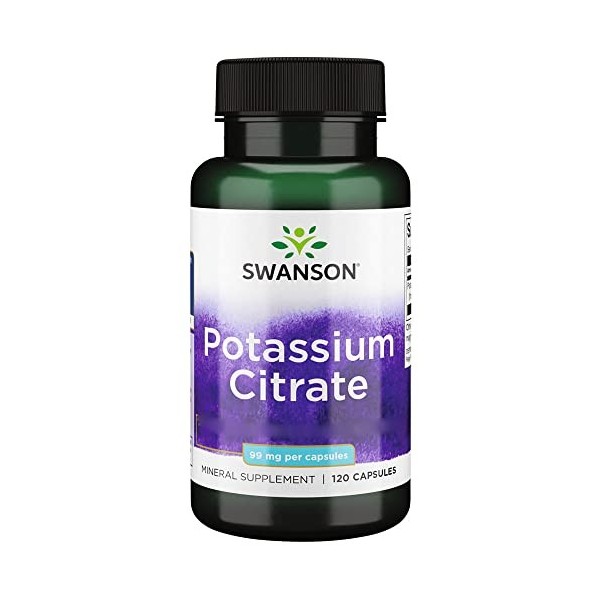 Swanson, Potassium Citrate Citrate de Potassium , 99mg de Potassium par Capsule, 120 Capsule, Haute Dosé, Sans Soja, Sans Gl