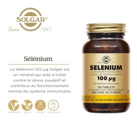Solgar Sélénium 100 µg - Antioxydant - Contre le stress oxydatif - Beauté des ongles et des cheveux - Complément alimentaire 