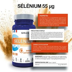 GRANIONS: Immunité et énergie SELENIUM 55µg-100% des apports recommandés- Biodisponiblité optimale-IMMUNITE ET ANTI OXYDANT-C