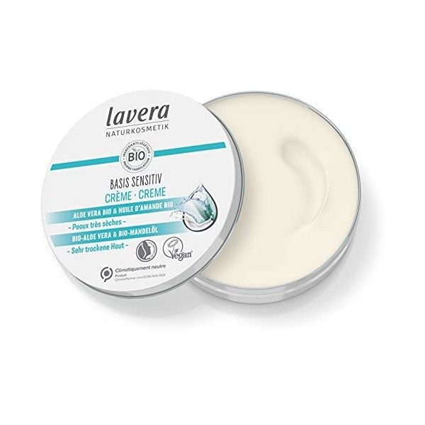 lavera basis sensitiv Crème polyvalente - laloe vera bio et de lhuile damande bio - Soin particulièrement intensif pour le