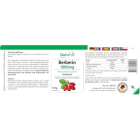 Berbérine 1000mg - avec 20mg de zinc et 1000mg de berbérine HCL par dose journalière - 120 gélules - Hautement dosé - 100% vé