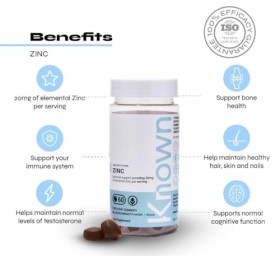 Gummies Délicieux au Zinc Known – 20mg Zinc pour lImmunité, Cheveux, Peau & Ongles – Saveur Cassis – 60 Gummies Vegan, 1 Moi