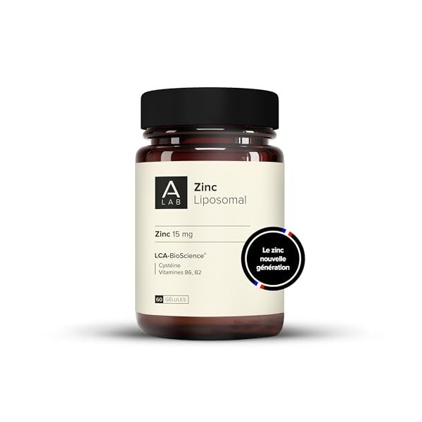 A-LAB Zinc Liposomal 15 mg - Assimilation Renforcée - Complément Alimentaire Immunité, Peau, Cheveux, Vision, Acné - 60 jours