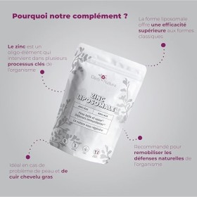 DIETI NATURA - Zinc Liposomal - Défenses Immunitaires - Beauté Des Cheveux - Formule Hautement Dosée - Sans OGM & Sans Gluten