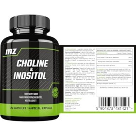 Choline et Inositol 1200 mg par portion - 120 gélules - 2 mois dapprovisionnement - Supplément diététique de MZ