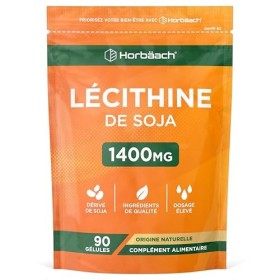 Lécithine de Soja 1400 mg | 240 Gélules | Complément Alimentaire Hautement Dosé | Soy Lecithin Softgels | by Horbaach