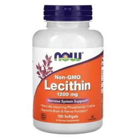 Now Foods - Lecithin 1200mg Non-OGM | Soutien pour la santé du cerveau et du foie - 100 capsules molles