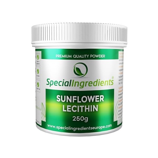 Special Ingredients Lécithine de Tournesol 250 gr Poudre, Sunflower Lecithin Émulsifiant et Améliorant et Agent Épaississant 