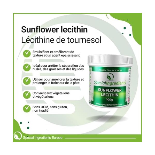 Special Ingredients Lécithine de Soja 250 gr Poudre: Émulsifiant, Stabilisant, Conservateur, Qualité Supérieure, Soy Lecithin