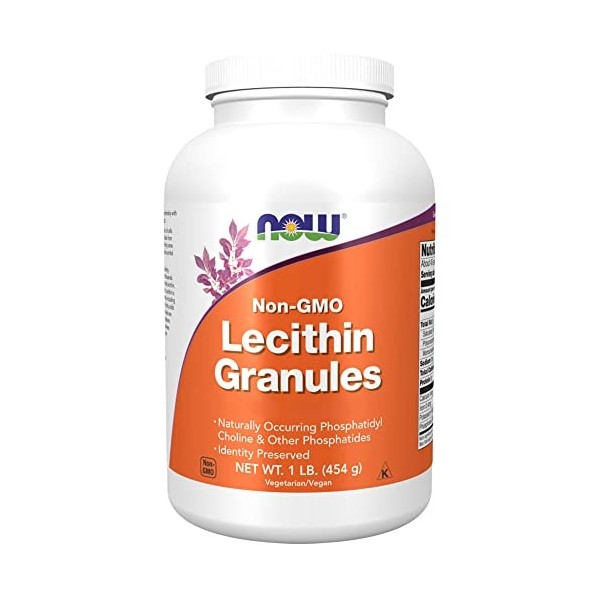 Now Foods, Lecithin Granules Granulés de Lécithine , Non-GMO, Vegan, 454g, Sans Gluten, Végétarien, Sans OGM