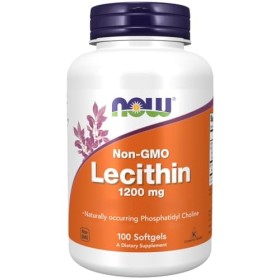 Now Foods, Lecithin Lécithine de Soja , 1200mg, Hautement Dosé, 100 Capsules molles, Testé en Laboratoire, Sans Gluten, Sans