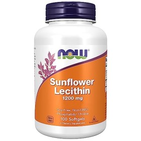 Now Foods, Sunflower Lecithin Lécithine de Tournesol , 1.200mg, Hautement Dosée, 100 Capsules molles, Testée en Laboratoire,