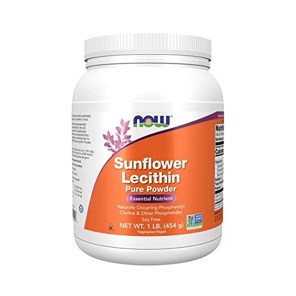 Now Foods, Sunflower Lecithin Lécithine de Tournesol , Poudre Pure Végétalienne, 454 g, Testé en Laboratoire, Sans Gluten, S