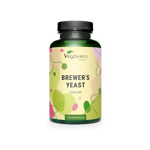 Levure de Bière Active | Dosage Élevé: 2500 mg | Cure Cheveux + Ongles + Peau | 120 Gélules | 100% Pure & Sans Additifs | Veg