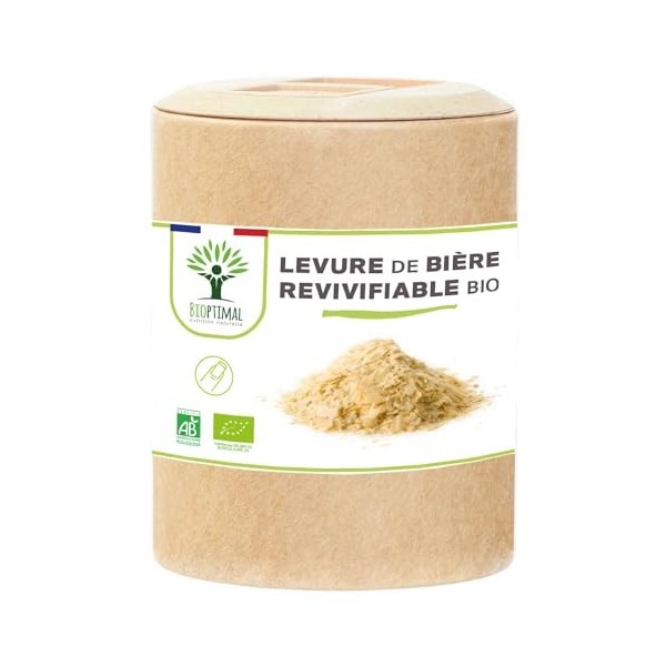 Levure de Bière Bio Revivifiable - Bioptimal - Complément alimentaire - Vivante & Active - Peau Cheveux Ongles - Digestion Tr