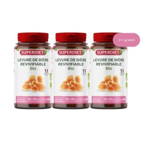 SUPERDIET - LEVURE DE BIÈRE REVIVIFIABLE BIO - Phytothérapie - Beauté - Fabrication française - Format éco -2+1 gratuit -360 