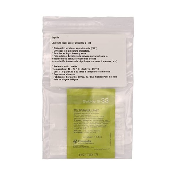 Levure de bière Fermentis US-05 W 34/70 S-33 S-23 à fermentation haute à fermentation basse S-33 