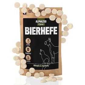 alphazoo Comprimés de levure de bière Chien 50 pièces, Produit Naturel pour Un Pelage Brillant et Une Peau Vitale, Poudre de 