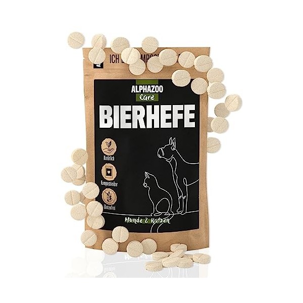 alphazoo Comprimés de levure de bière Chien 50 pièces, Produit Naturel pour Un Pelage Brillant et Une Peau Vitale, Poudre de 