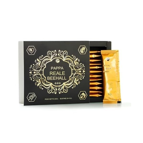 AG nature Gelée Royale Bio Pure Adulte Royal Jelly Honey - 24 Stick 10g - Miel Gelee Pour Immunité et Contre Fatigue Intense 