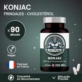 KONJAC Hautement Dosé en Glucomananne 3000 mg Coupe Efficace - Rapide et puissant, Riche en Fibre - 90 gélules vegan.