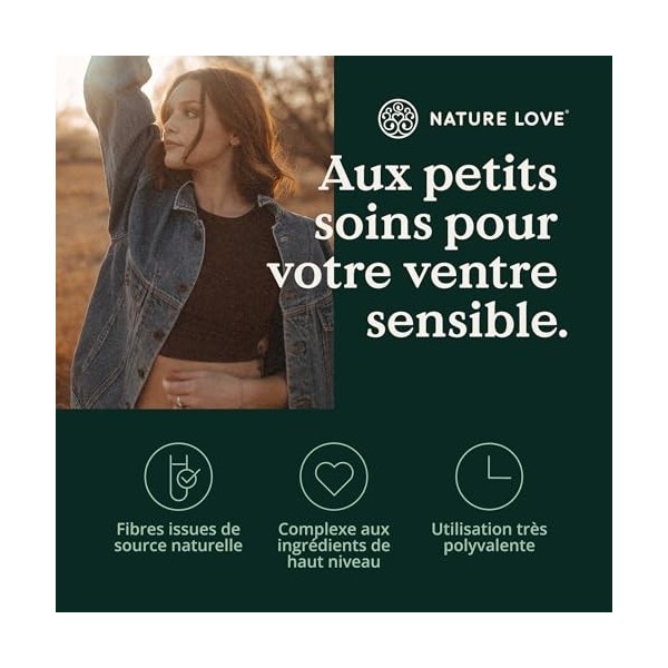 NATURE LOVE® Riche en Fibres - 450g de poudre - fibres qualité bio : cosses de graines de puces, fibres d’acacia, inuline, fi