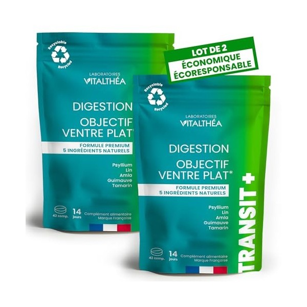 TRANSITAL PREMIUM | 5 actifs Transit Intestinal 100% Naturels | Anti-ballonnement & Constipation |Détox Colon Rapide & Fibres