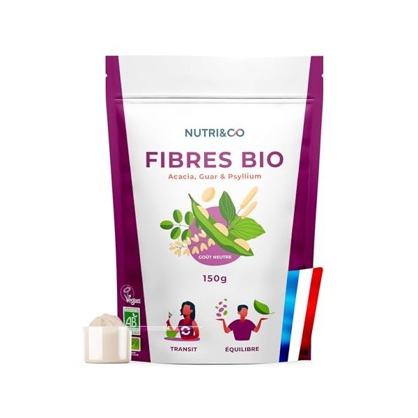 NUTRI & CO Fibres BIO - Laxatif 100% Naturel soulage la Constipation - Équilibre Flore Intestinale - Transit Detox Colon - eB