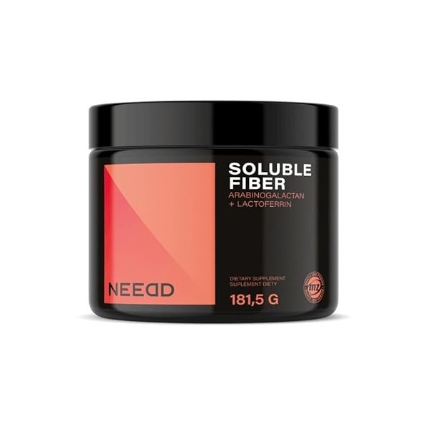 Soluble Fiber Powder 181,5 g - Arabinogalactan 6000 mg avec lajout de Lactoferrine 50 mg - 30 portions - Support pour une mi