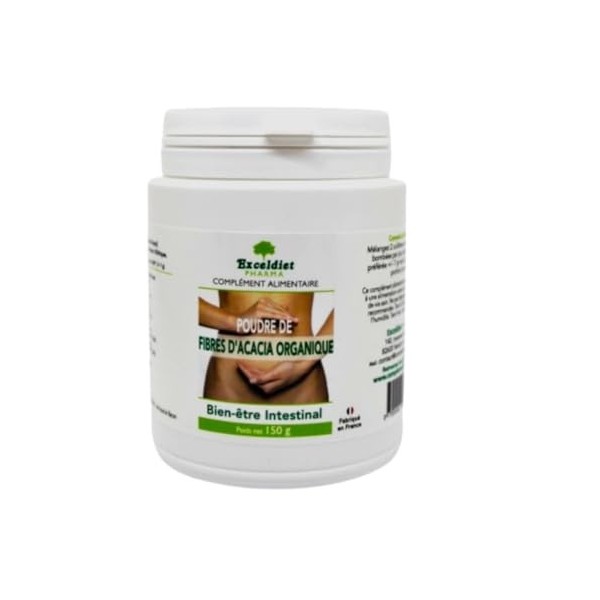 Fibres dAcacia Organique - 150 g - Prévient la Constipation - Prébiotique Naturel - Transit Intestinal – Propriétés Anti-inf