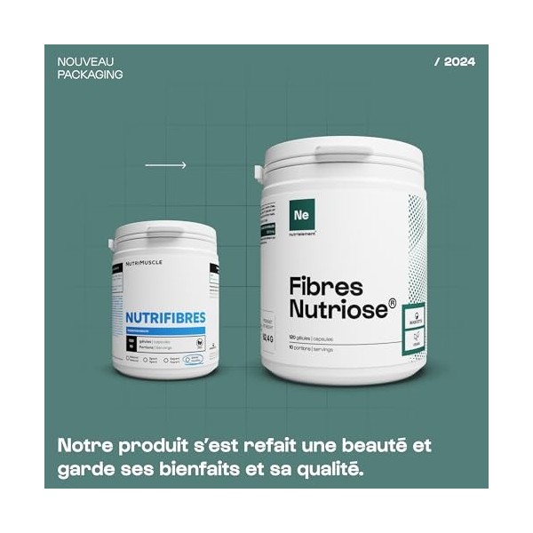 Nutri-Fibres - 120 gélules - 3837,6 mg par dose - 85% de Fibres - Coupe-faim - Effet de sasiété - Perte de Poids et Minceur -