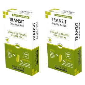TRANSIT DOUBLE ACTION • TRANSIT et VENTRE PLAT • HAUTE CONCENTRATION EN ACTIFS NATURELS • Formule Renforcée • 30 comprimés • 