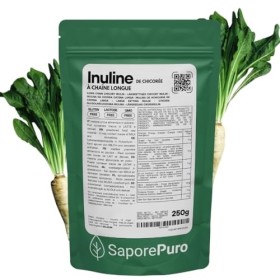 SaporePuro INULINE en poudre 250 gr - LONGUE CHAINE - Fibre végétale prébiotique issue de racines de chicorée - Poudre dinul