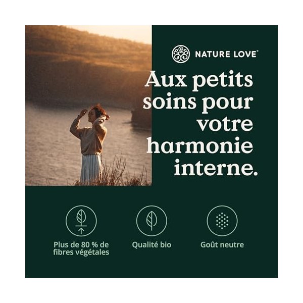 NATURE LOVE® Poudre de fibres dacacia bio - 360 grammes - 80% de fibres, soluble, sans goût, polyvalent - 60 portions - végé