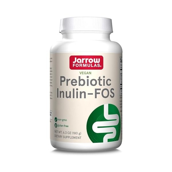 Jarrow Formulas, Inuline-FOS, Fibre Alimentaire avec Fructooligosaccharides, Haute Dosé, 180g Poudre végétalienne, Sans Glute