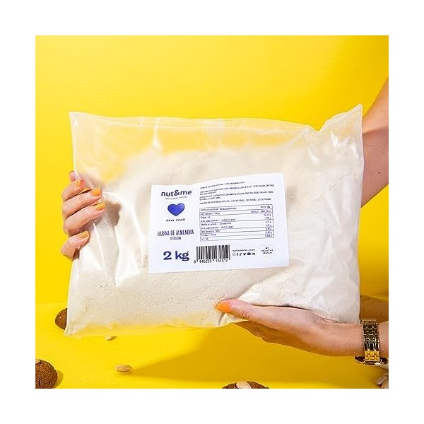 Farine damandes 2 kg nut&me | Convient aux régimes cétogènes | Sans Gluten | Vegan | Haute teneur en protéines | Extrafine| 