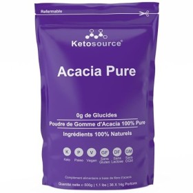 Fibre dAcacia Pure | 0g de glucides | Zéro calories | Prend en charge le jeûne et le régime cétogène | Supplément de fibres 