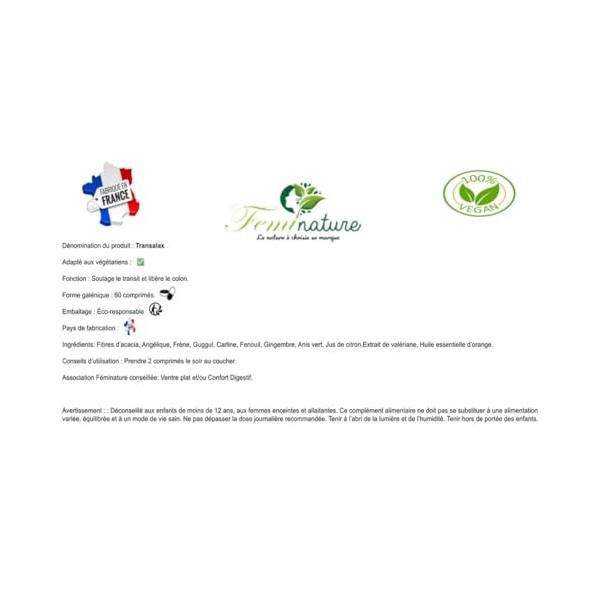 Laxatif Puissant contre la Constipation – Detox Foie Intestin – Transit Intestinal - Digestion – 60 comprimés 100% naturels f