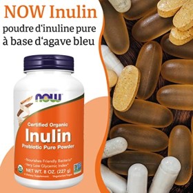 Now Foods, Certified Organic Inulin Inuline Biologique , 227g Poudre végétalienne, Testé en Laboratoire, Sans Soja, Sans Glu