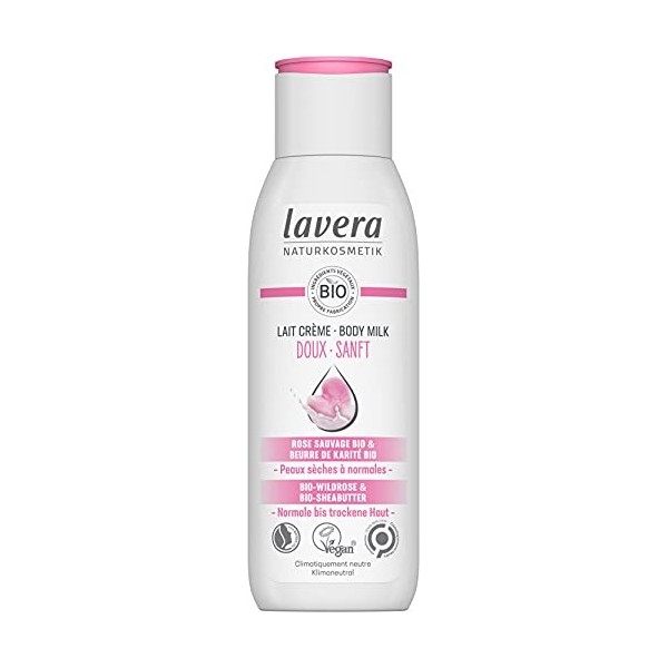 lavera Lait Crème Doux - Cosmétiques naturels - vegan - Rose Sauvage bio & Beurre de Karité bio - certifié - 200ml
