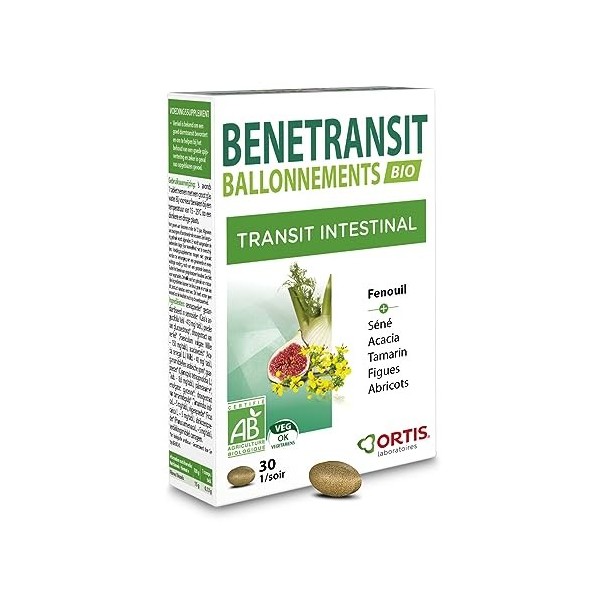 LABORATOIRES ORTIS - BENETRANSIT BALLONNEMENTS BIO 30 comprimés - Transit lent - Séné