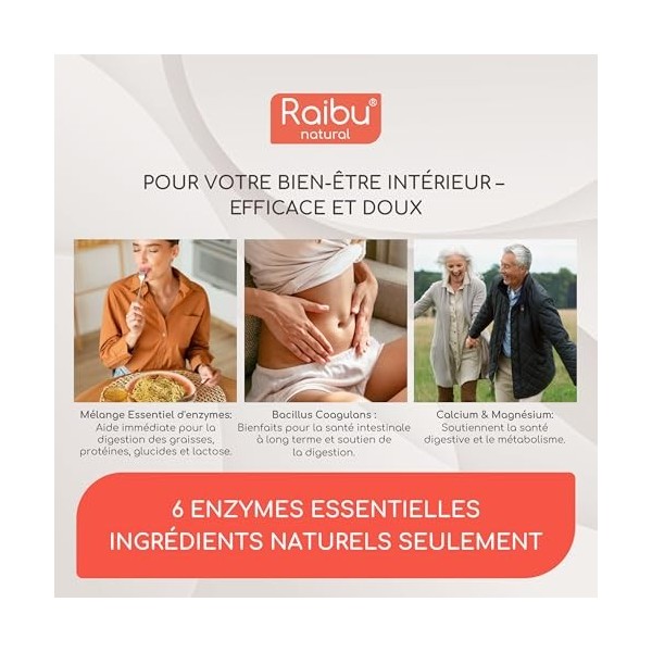 Enzymes Digestives - Lactase, Bromélaïne, Papaïne, Protéase, Amylase, Lipase et Probiotique - 90 Gélules - Pour la Digestion,